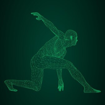 Atleta maschio lanciatore di disco o corridore illustrazione vettoriale di maglia triangolare al neon verde
