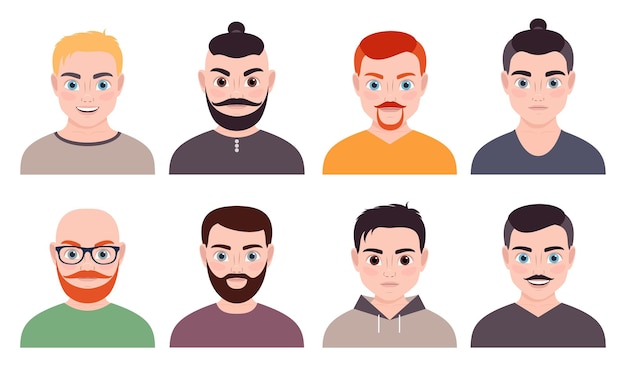 male avatars portraits collection of icons vector illustration