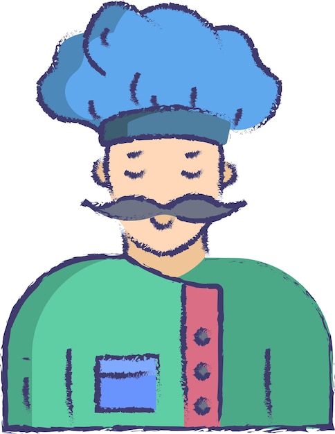男性のパン屋手描きのベクトル図