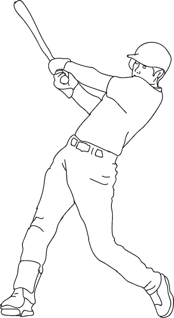 Vettore giocatore di baseball maschile line art