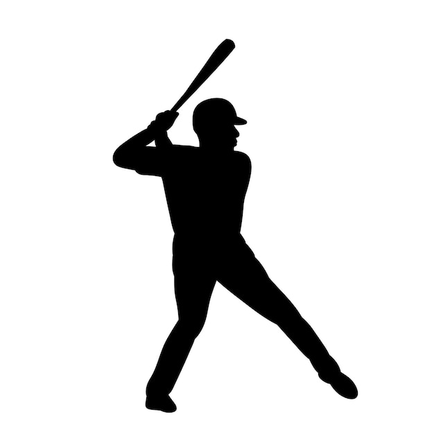 Vector male baseball player silhouette white background vector