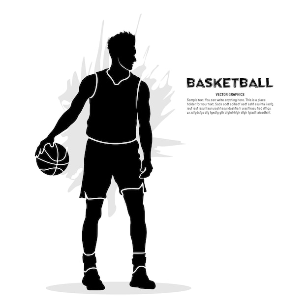 Male basketball player holding the ball. vector illustration