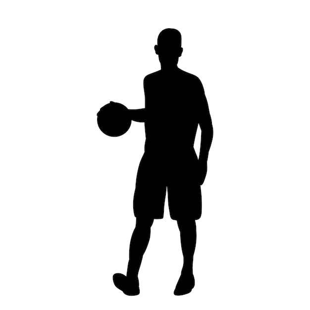 male basketball player silhouette on white background vector