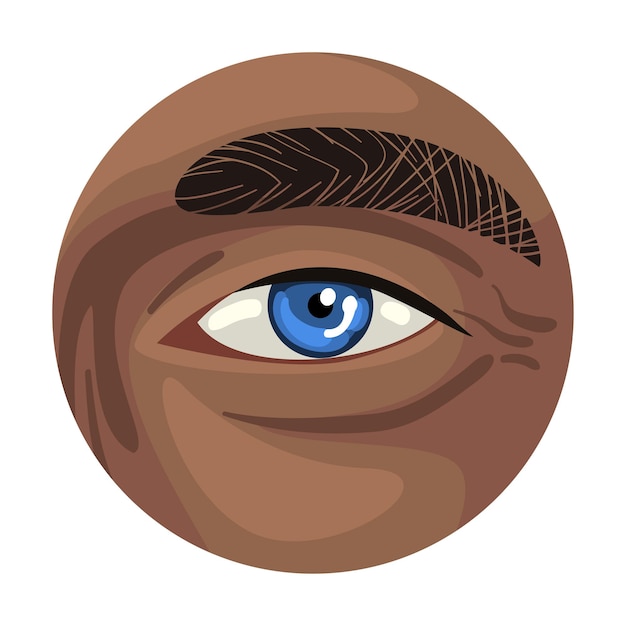 Vector male blue eye in the circle part of human body vector illustration