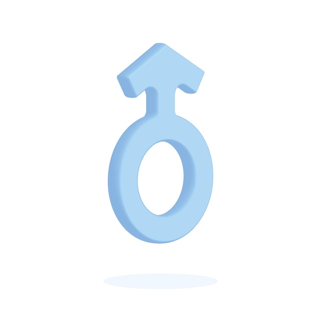 Male blue symbol icon on white background 3d render vector Male gender symbol