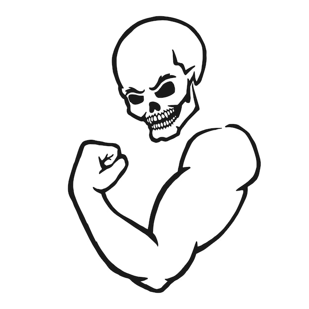 Male bodybuilder flexing his biceps Outline silhouette Design element