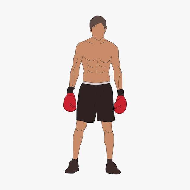 Male boxing player line art illustration