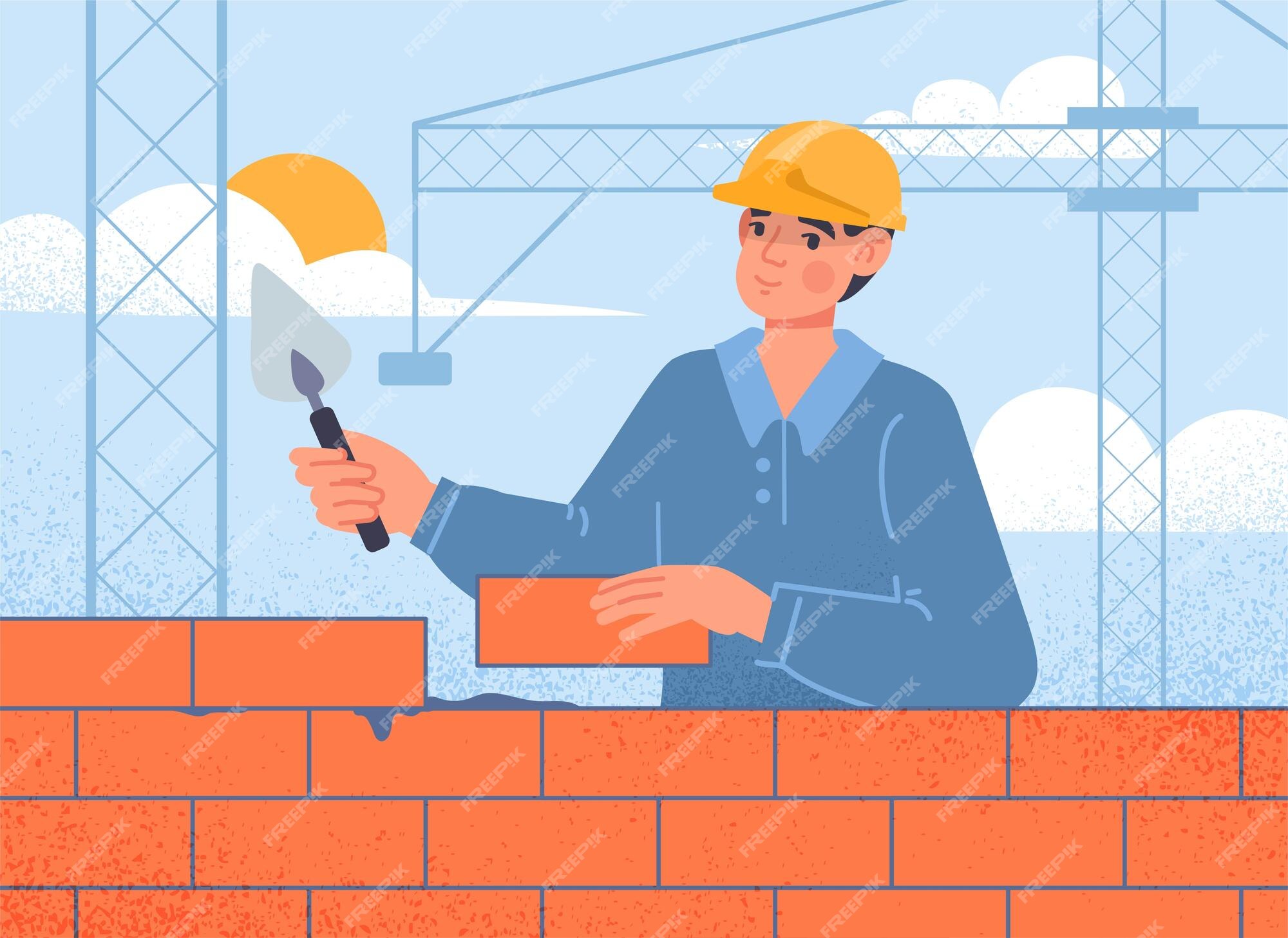 Man builder profession in flat design style. 2175723 Vector Art at