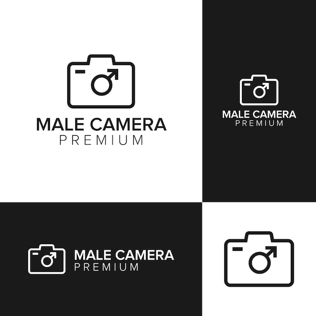 Modello di vettore dell'icona del logo della fotocamera maschile