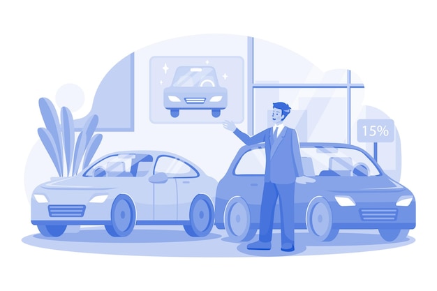 Мужской автомобильный агент в автосалоне