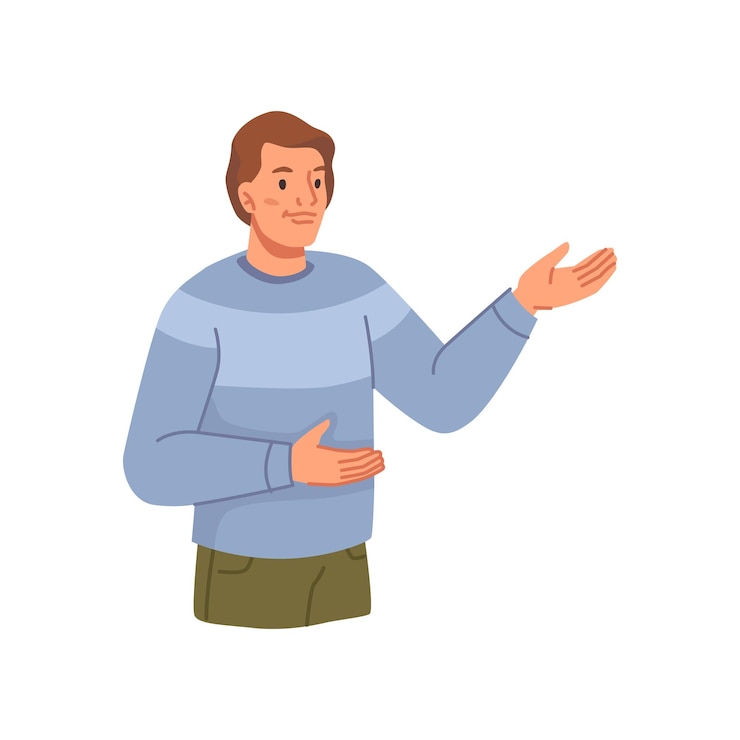 Vector male character on presentation making gesture
