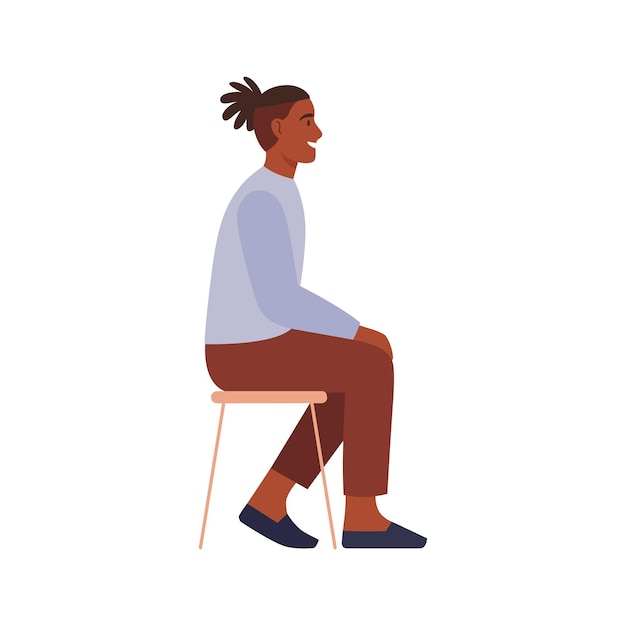 Vector male character sitting on a chair and talking flat vector illustration