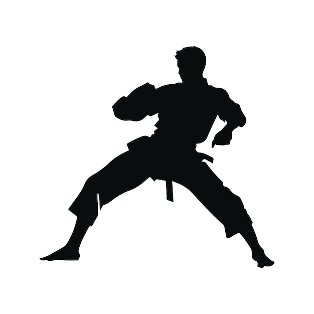 Vector male character vector black and white karate