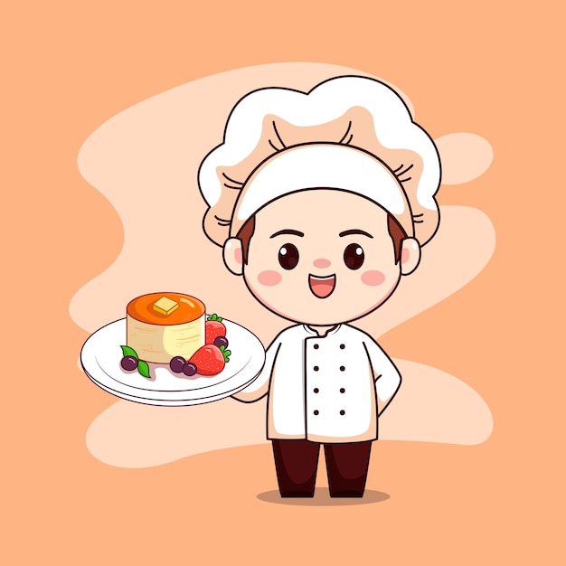 Male chef with pancake