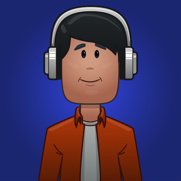 Vector male cute cartoon profile character