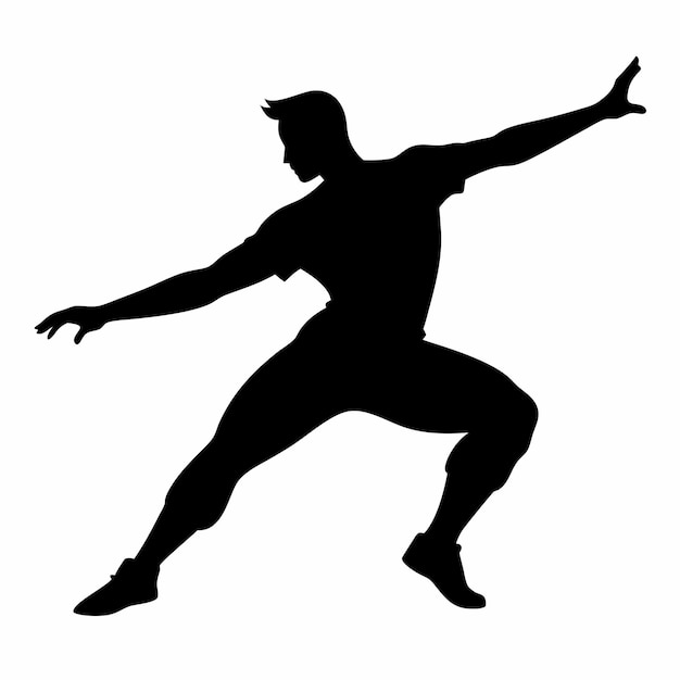 male dancer in action pose illustration design vector black color silhouette 13