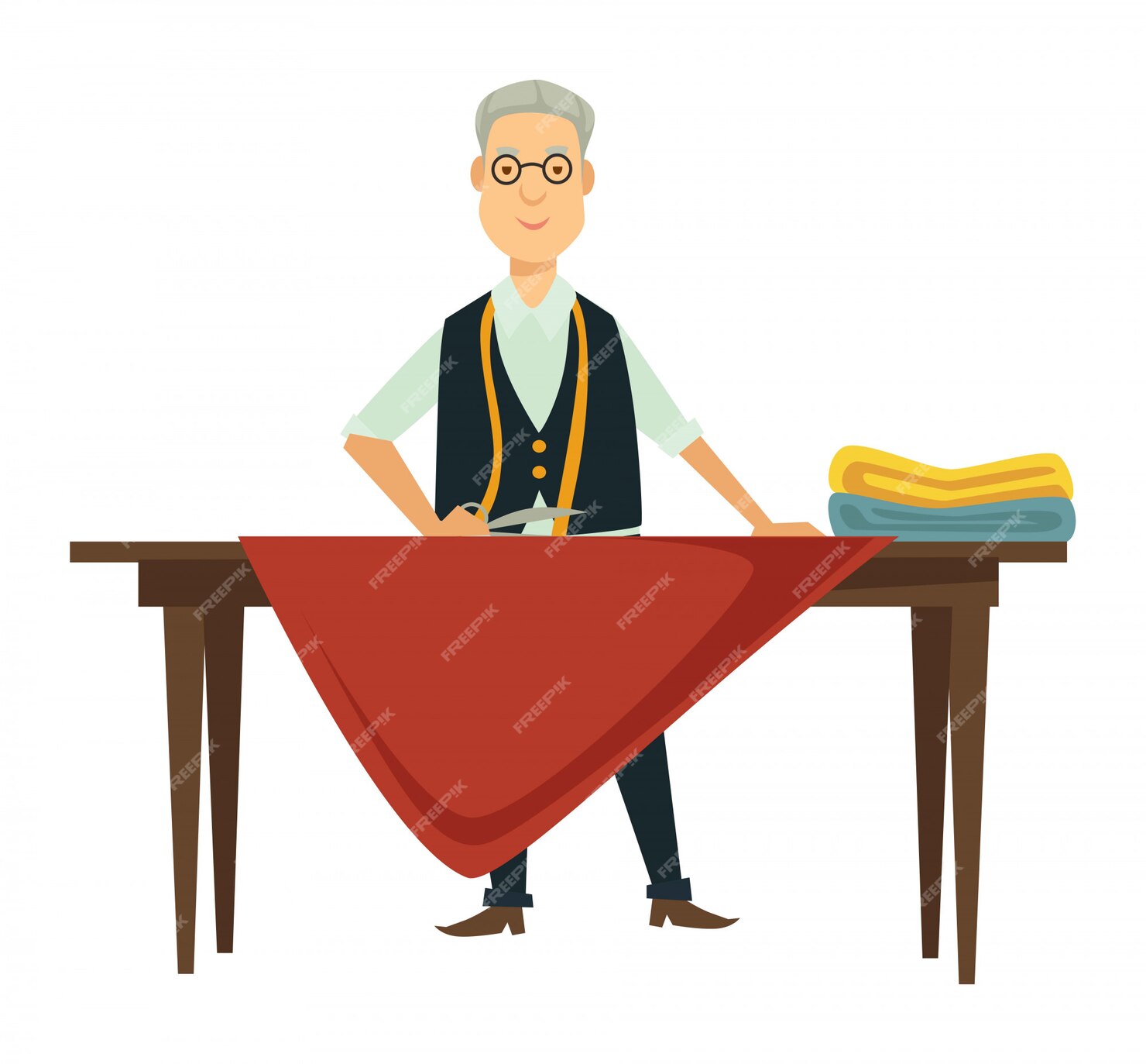 Premium Vector | Male designer works on new outfit at table