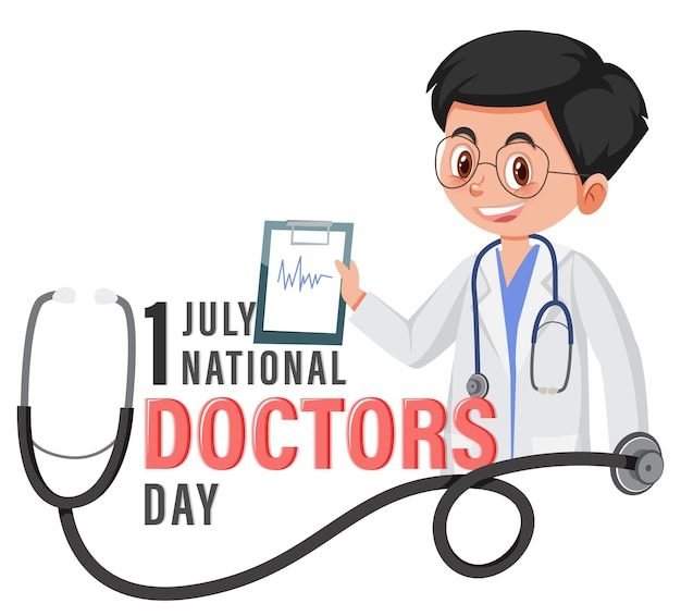 Врач-мужчина в день врача в июле логотип