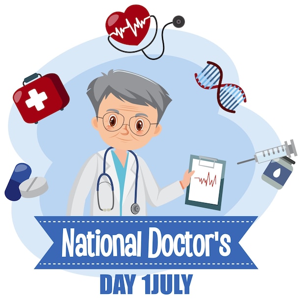 Medico maschio il giorno del medico nel logo di luglio