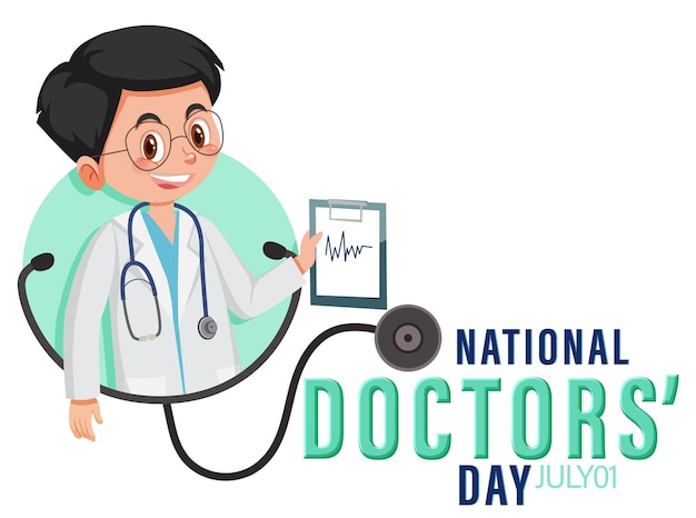 Male doctor on doctor day in July logo