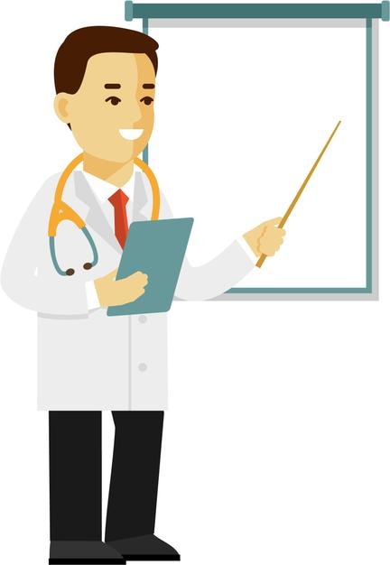 Male Doctor Standing Blank Banner Flat Style