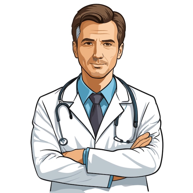 male doctor vector on white background