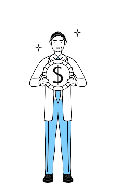 Male doctor in white coats with stethoscopes senior middleaged veterans with images of foreign exchange gains and dollar appreciation