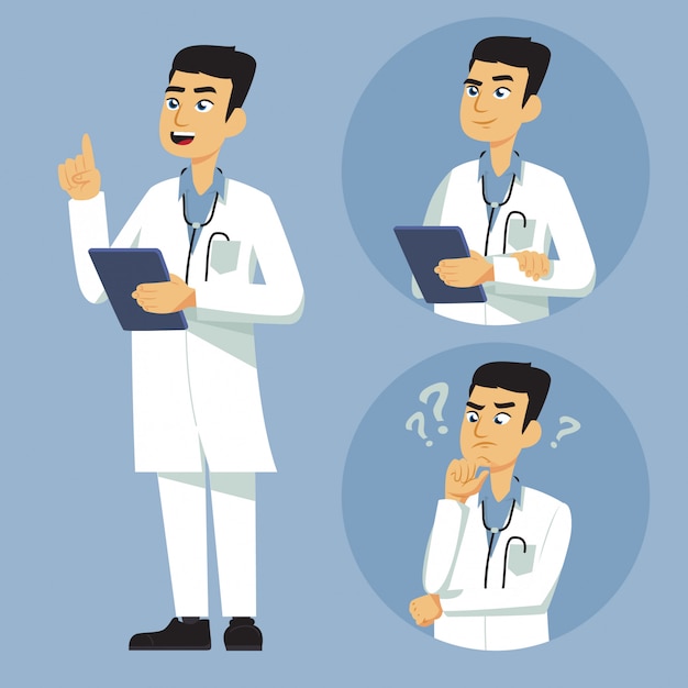 Male doctor with additional expression illustration