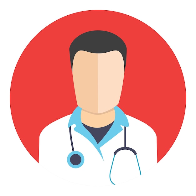 Male doctor with stethoscope vector icon in circle on white background