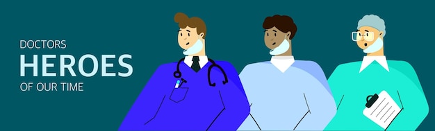 Male doctors in a mask and medical clothing vector illustration the concept of medicine and health