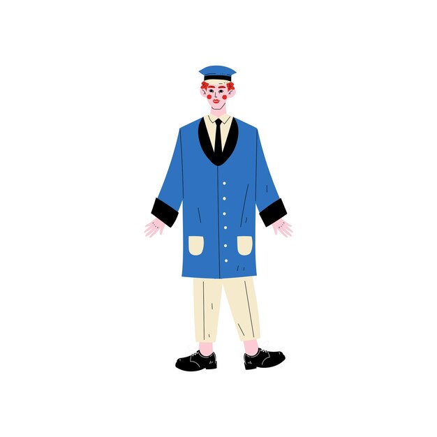male doorman hotel staff character meeting guests vector illustration