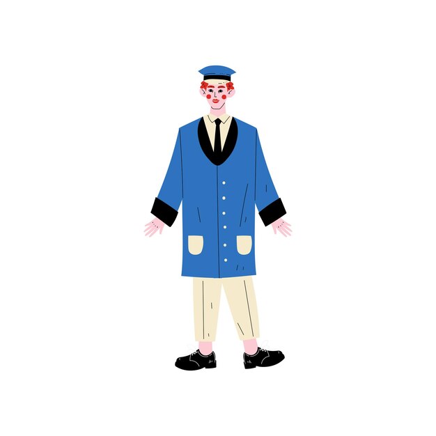 Vector male doorman hotel staff character meeting guests vector illustration