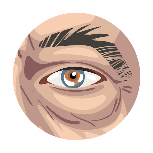 Male Eye in the Circle Part of Human Face Vector Illustration