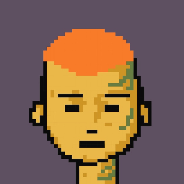 Vector male face character pixel design