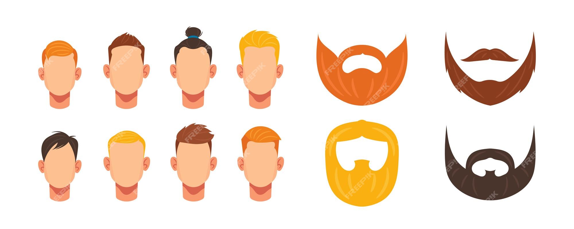 Bearded men face hipster character Royalty Free Vector Image