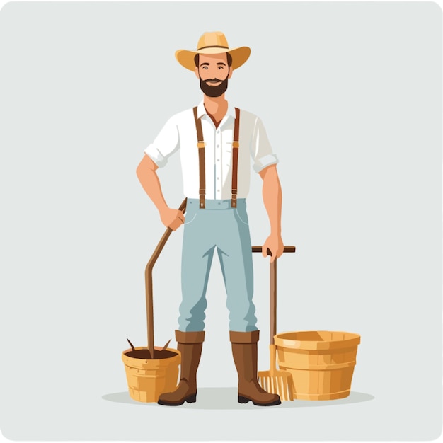 male farmer vector on white background