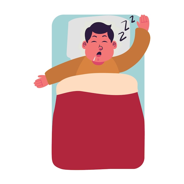 벡터 남성 뚱뚱한 사람들 과체중 플러스 사이즈 비만 수면과 코골이 그림