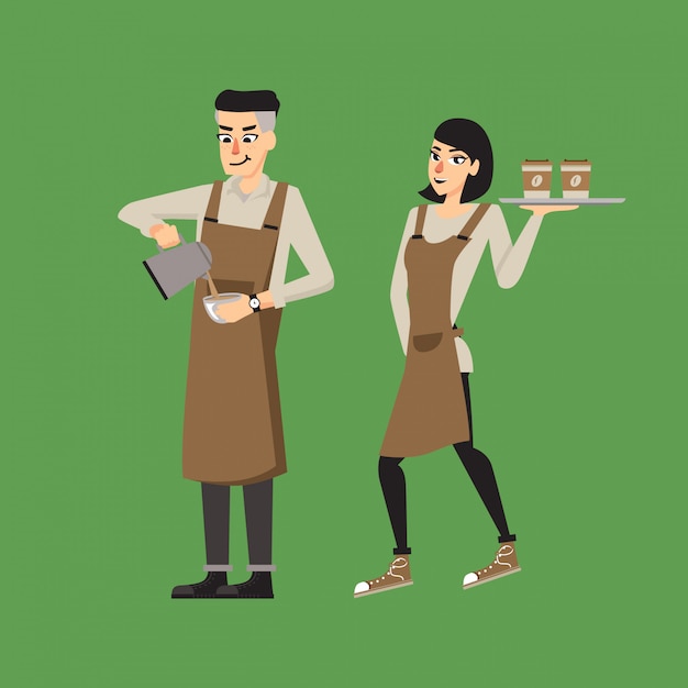 Male and female barista