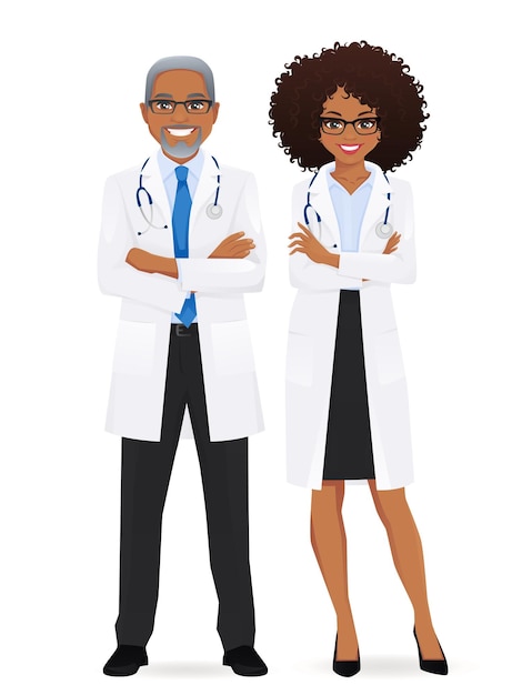 Vector male and female doctor isolated man and woman profession characters vector illustration