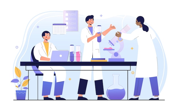 Male and female doctors are working in laboratory together concept of hospital clinic healthcare