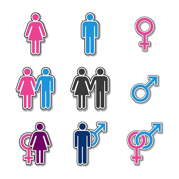 Vector male and female gender symbols icon set