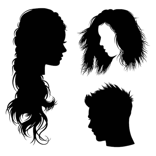 Male and female hairstyle silhouette