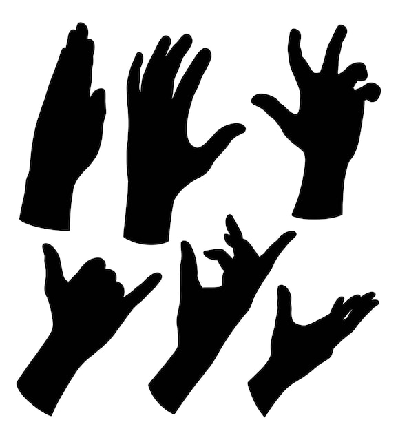 Male and female hand gesture silhouette