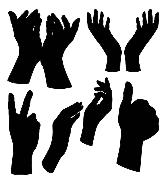 Male and female hand sign silhouette