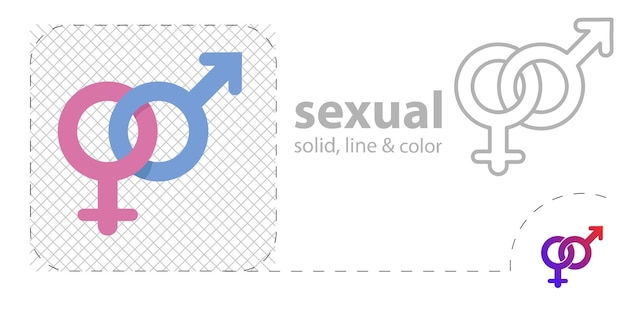 Male and female isolated flat illustration male and female line icon