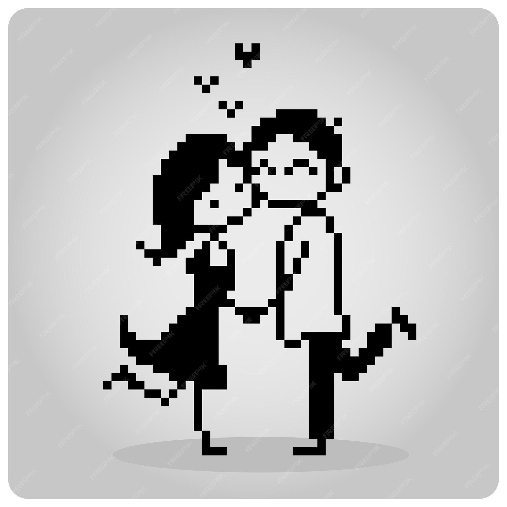 Premium Vector  Male and female 8 bit pixels people in pairs for cross  stitch pattern in vector illustration