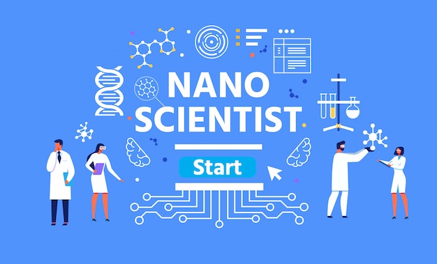 Male and female nano scientist illustration