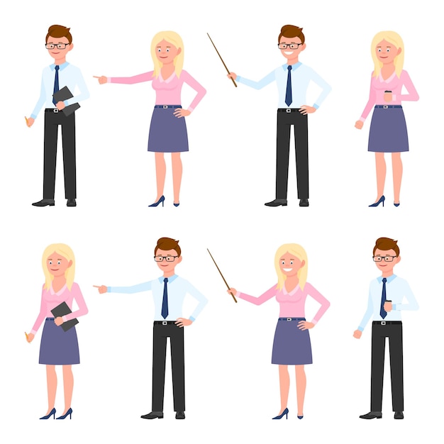 Vector male and female office stuff cartoon character