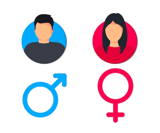 Vector male and female pictogram for web site design and mobile apps man and woman user profile gentleman