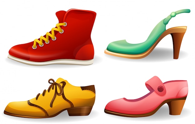 Male and female shoes in bright colors